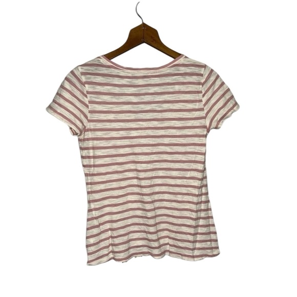 Express One Eleven Blouse Top Women's Striped Knotted Hem Short Sleeve - Picture 2 of 6
